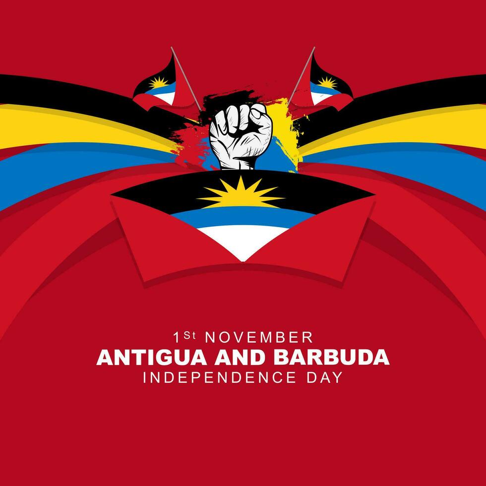 antigua y barbuda independencia día es celebrado cada año en noviembre 1, diseño con antigua bandera. vector ilustración