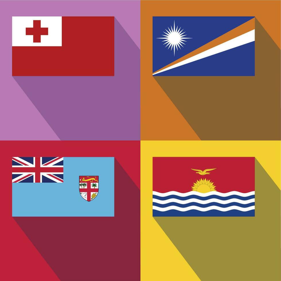 Fiji, Marshall Island, Kiribati, Tonga flags vector
