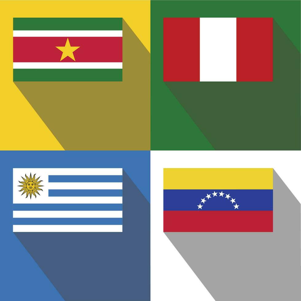 Venezuela, Uruguay, Perú, Surinam banderas vector
