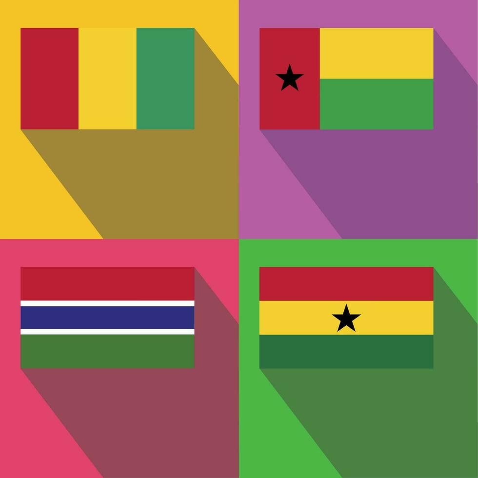 GUINEA, GUINEA-BISSAU, GHANA, GAMBIA flag vector