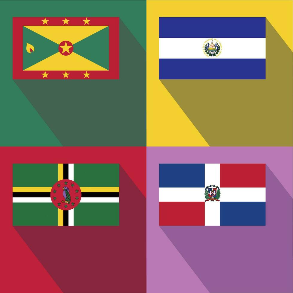 Dominican, Dominika, El Salvador, Grenada flags vector