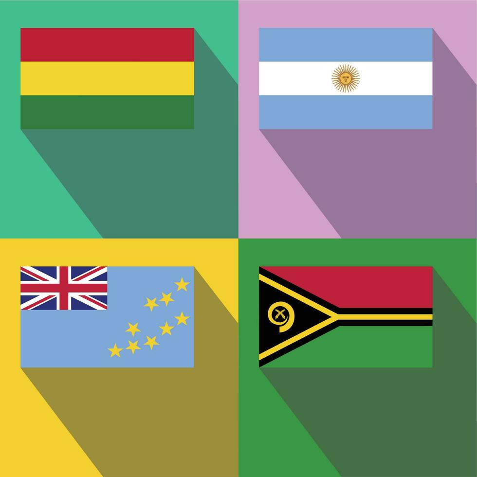 Vanuatu, Tuvalu, Argentina, Bolivia flags vector