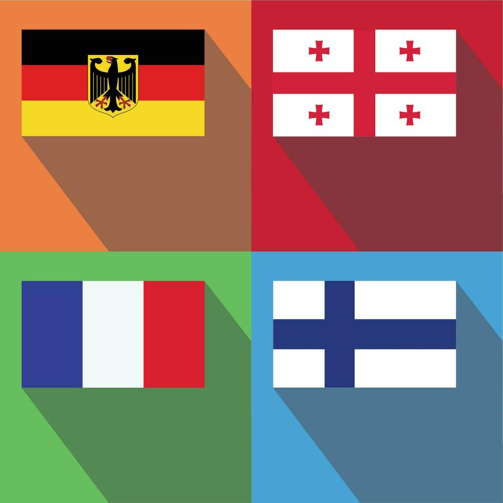 Finland, France, Georgia, German Federal flags vector