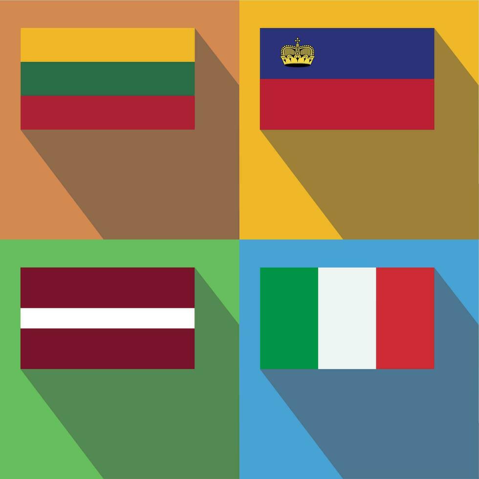 Italy, Latvia, Liechtenstein, Lithuania flags vector