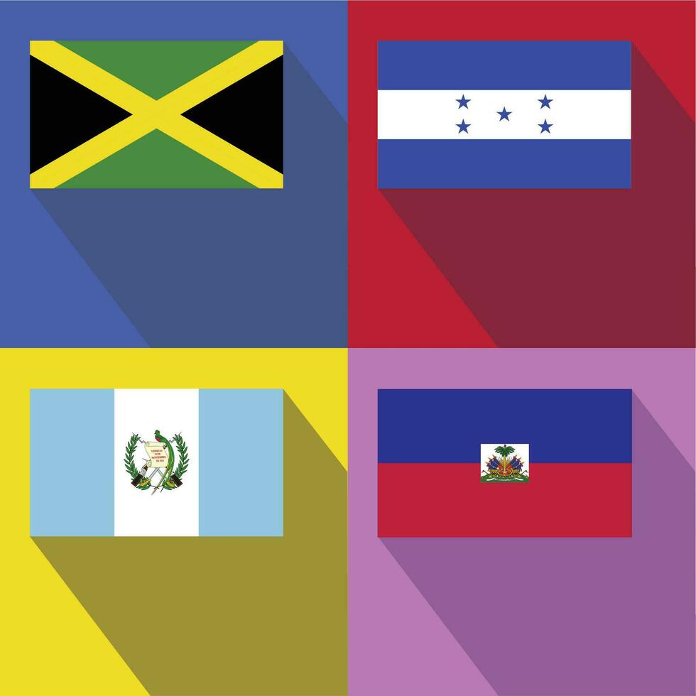 Haiti, Honduras, Guatemala, Jamaica flags vector