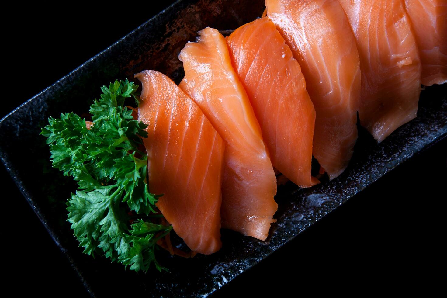 Salmon slice sashimi photo