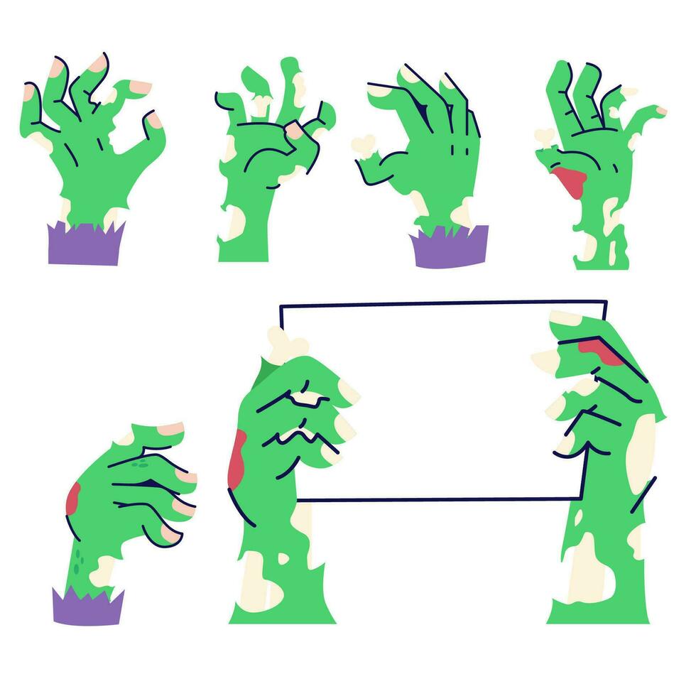 Zombi hand vector flat collection