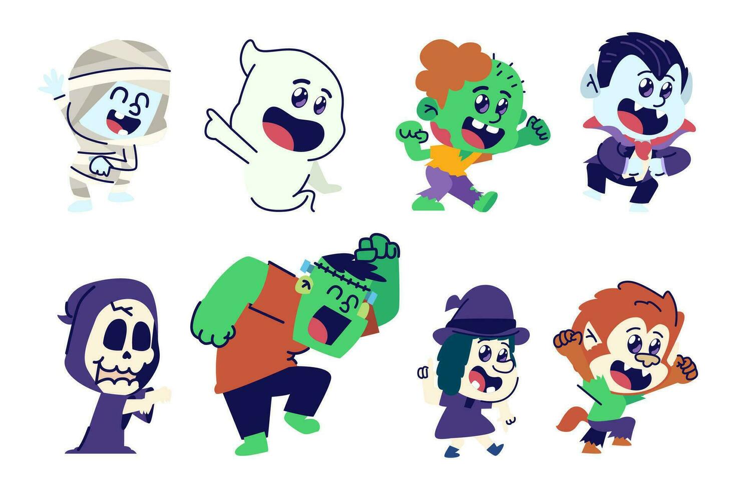 Dancing Halloween characters Collection vector