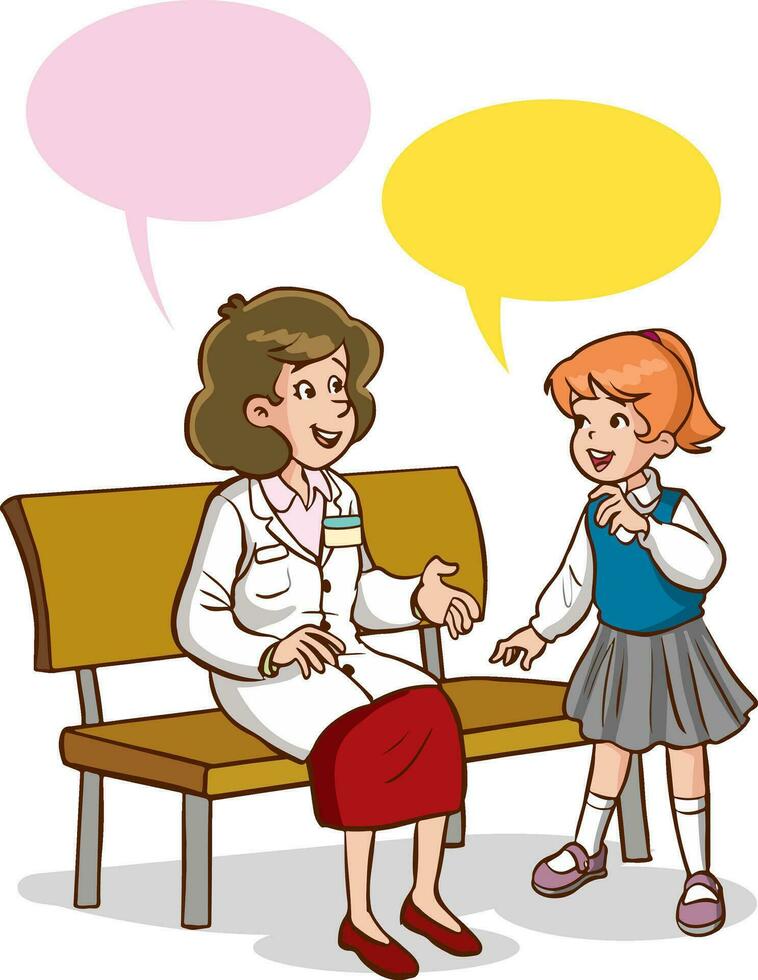 vector illustration of teacher and students talking
