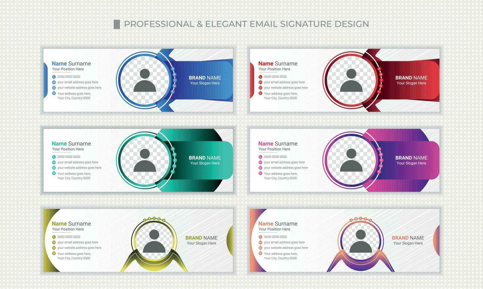 Abstract email signature design vector template