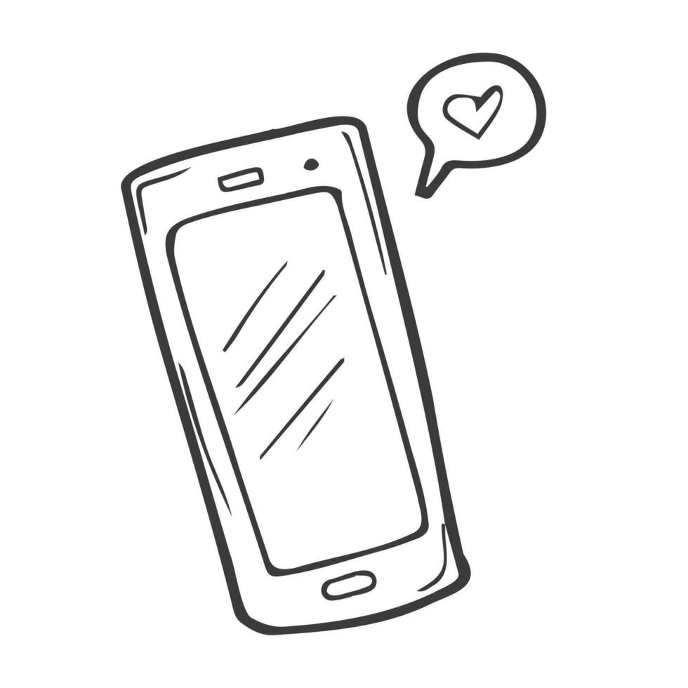 Hand drawn of Smart Phone . Hand drawn sketch in vector