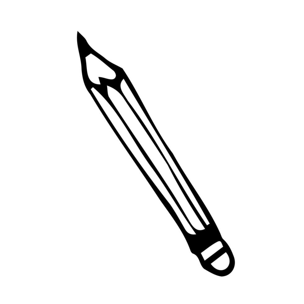 Vector doodle pencil. Isolated on white background