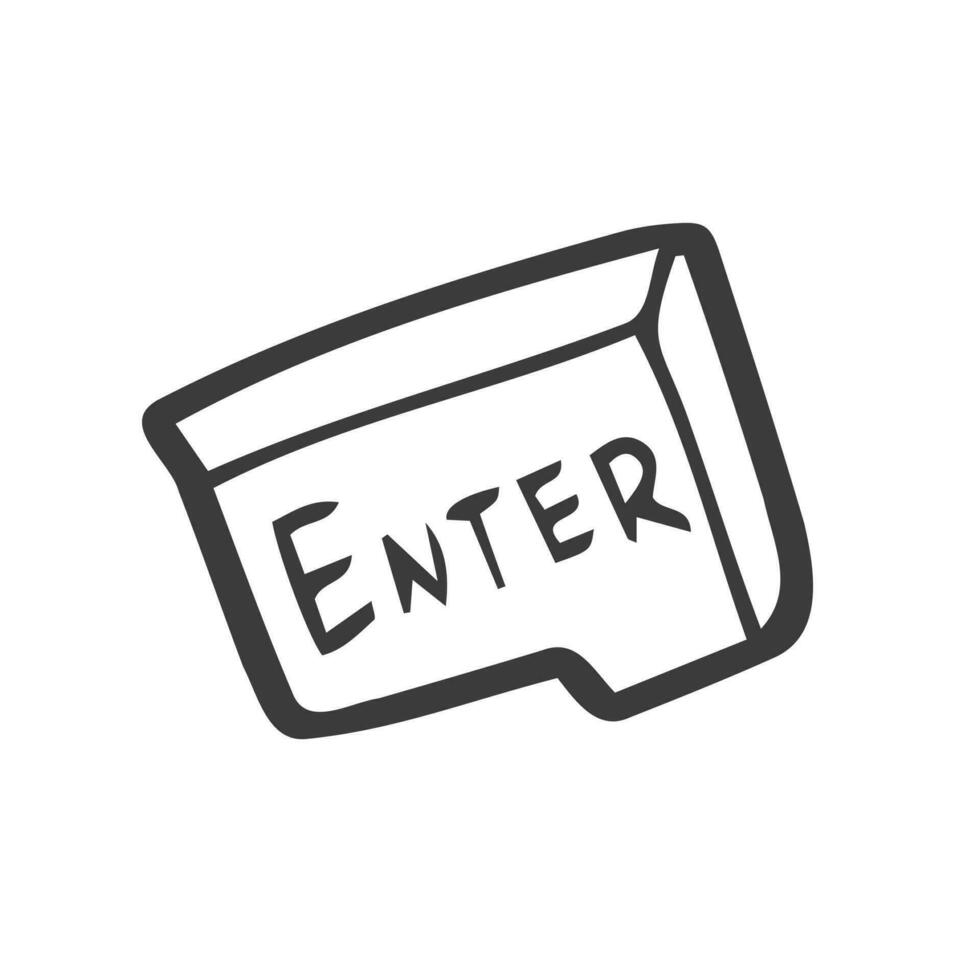 Enter Button Doodle Hand Drawn Sketch Style Illustration Icon vector