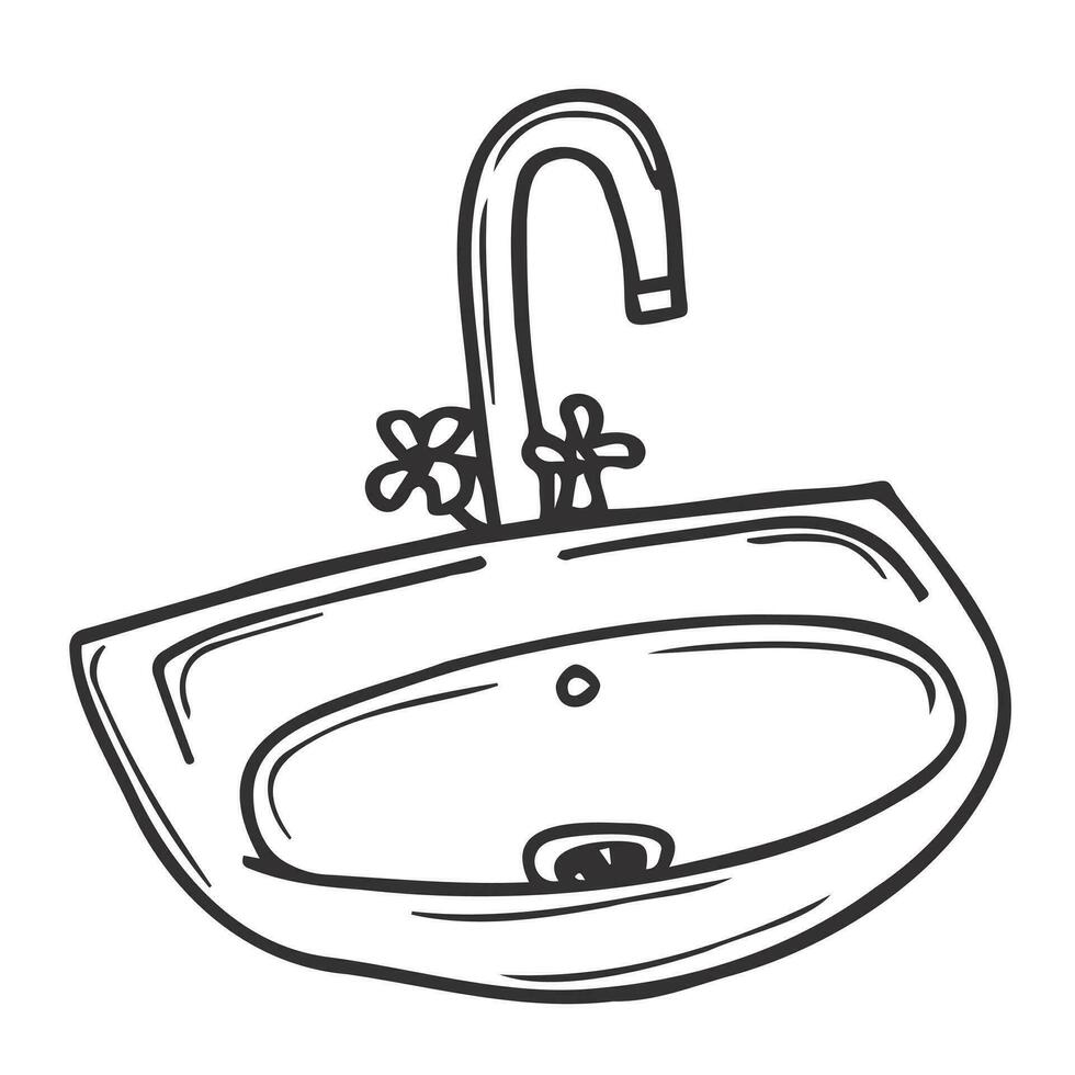 Toilet sink hand drawn outline doodle icon. Sink vector sketch illustration for print, web, mobile and infographics isolated on white background.