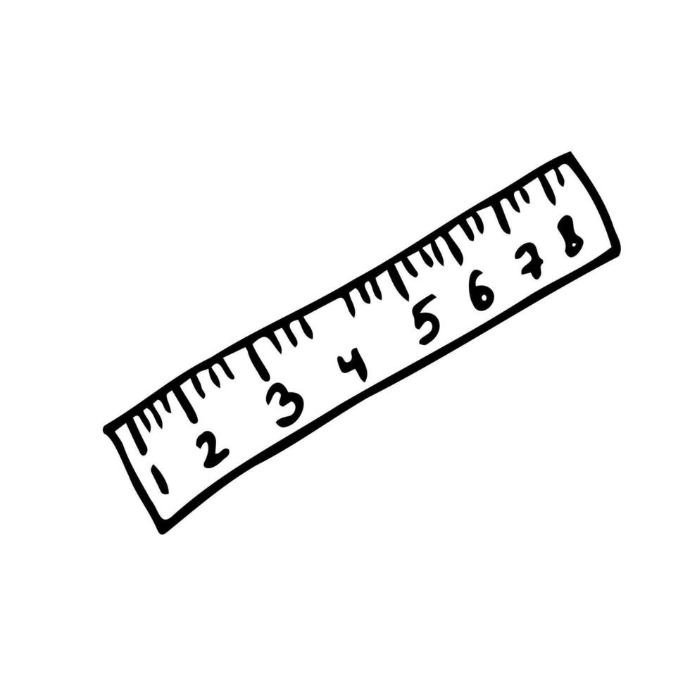 Vector Single Sketch Ruler. Doodle hand drawn illustration