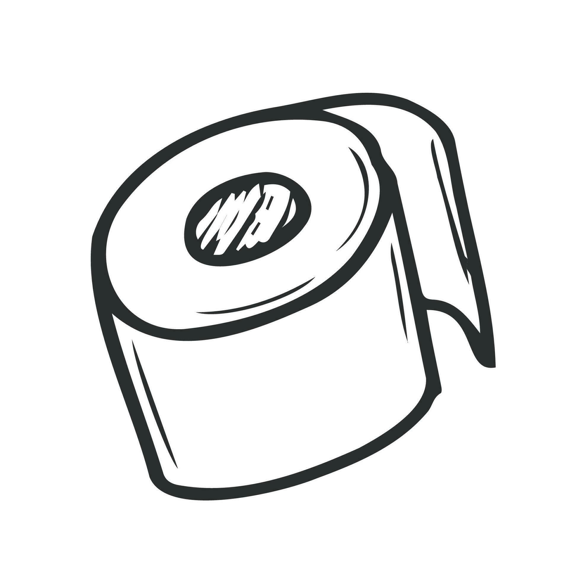 A roll of toilet paper in the Doodle style.Handdrawn toilet paper.Vector illustration isolated
