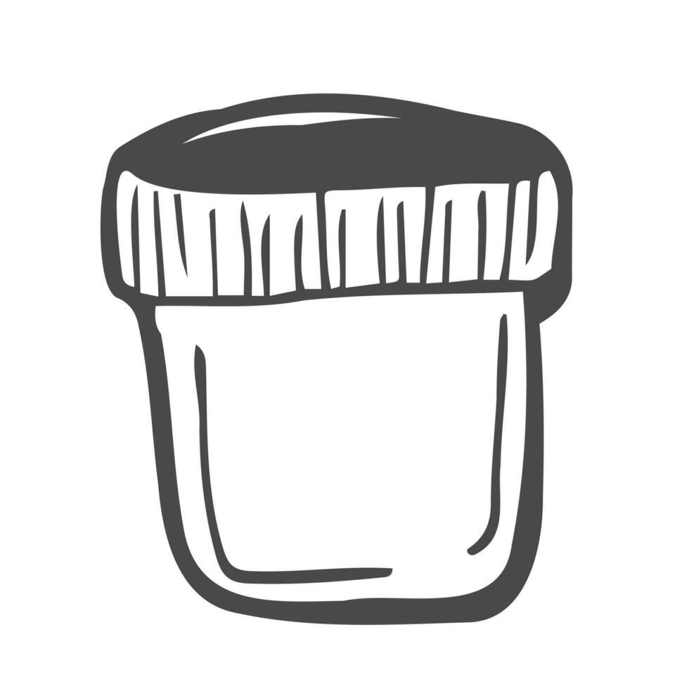 Doodle paint can. Jar with a closed lid. vector