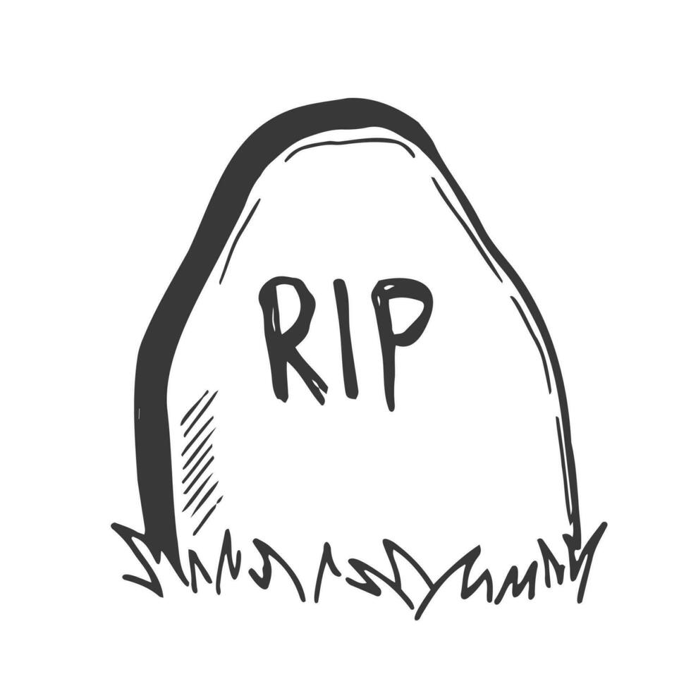 Halloween doodle tombstone. Spooky and fun hand drawn icon tomb for halloween decorations and sticker. EPS 8 vector