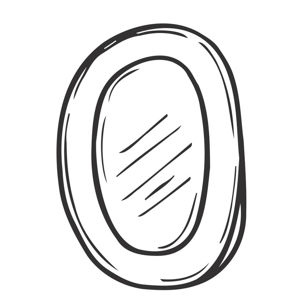 Cute oval frame template. Doodle mirror. vector