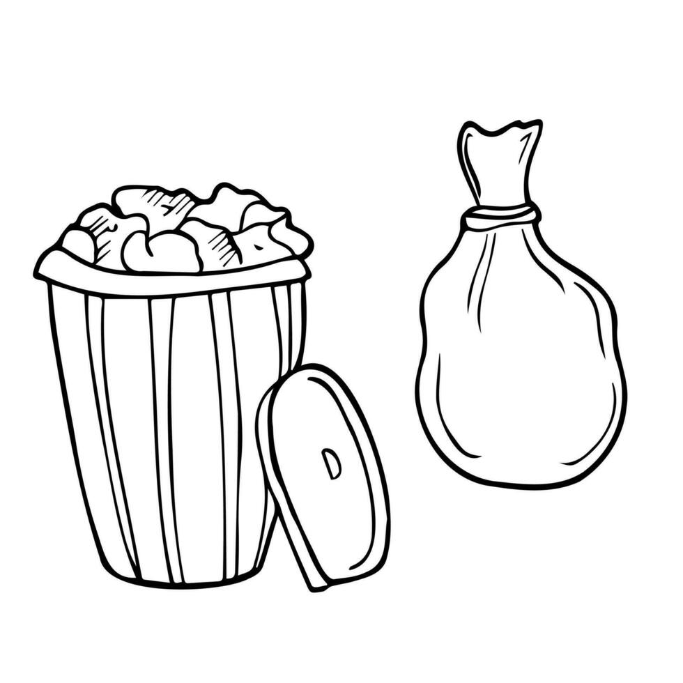 Doodle style trash can sketch in vector format.