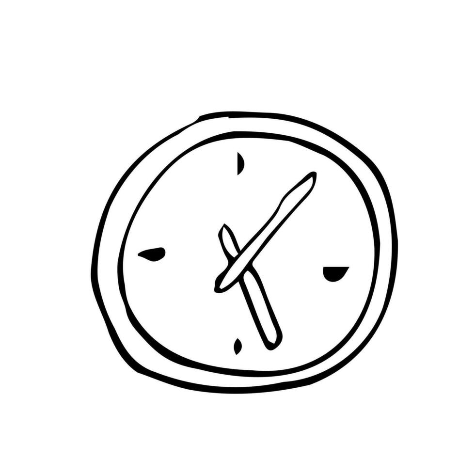 vector clock icon in doodle style. isolated on white background