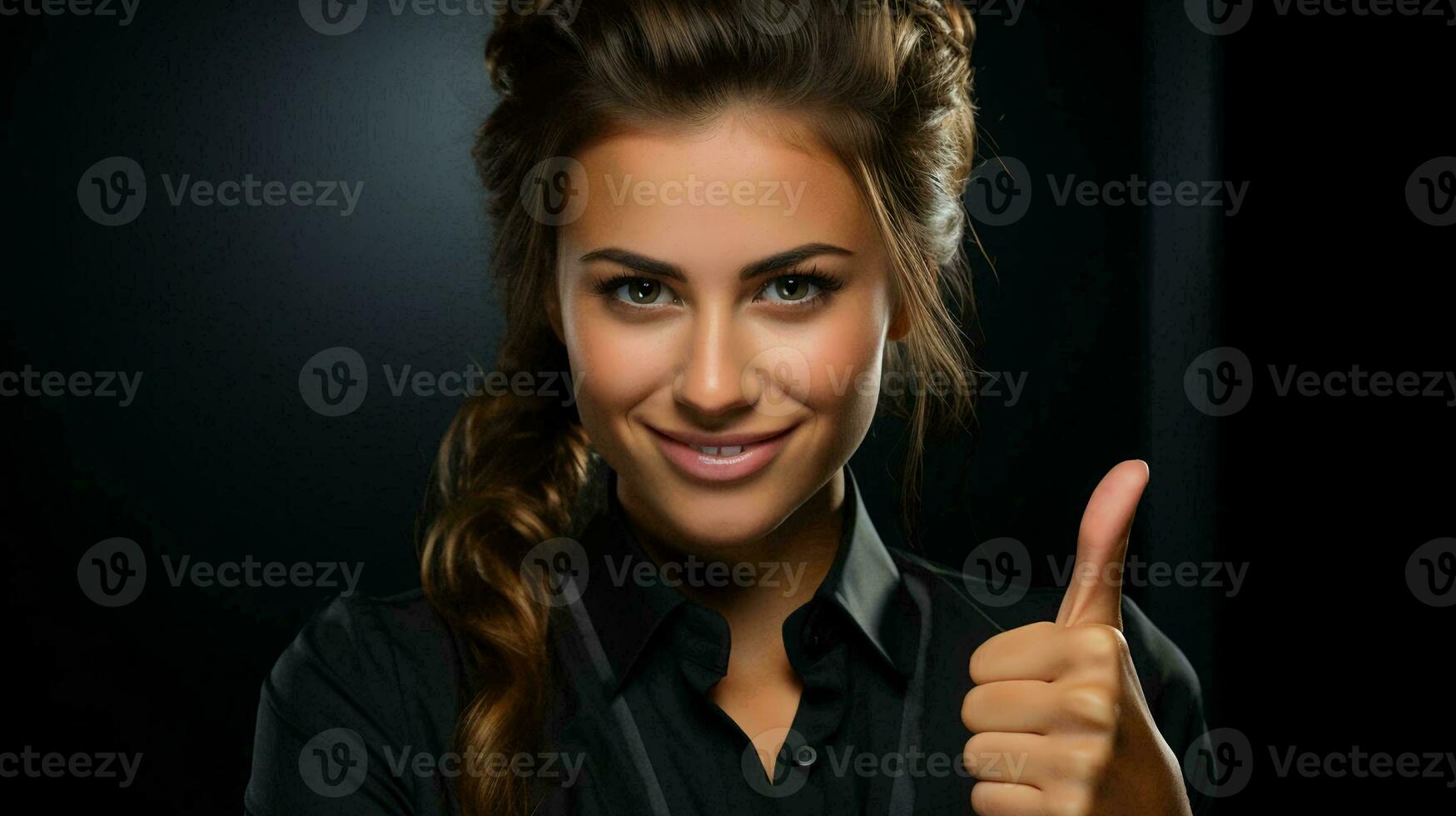 Beautiful successful modern strong woman businesswoman in office photo