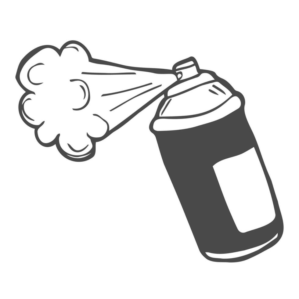 Doodle style spray paint illustration in vector format. Includes text and paint can.