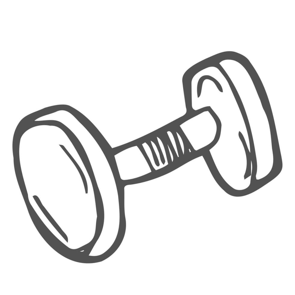 Dumbbell for gym hand drawn outline doodle icon. Muscle lifting, fitness dumbbell, gym equipment concept. Vector sketch illustration for print, web, mobile and infographics on white background.
