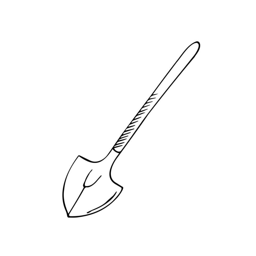 Vector hand drawn Shovel outline doodle icon. Shovel sketch illustration for print, web, mobile and infographics isolated on white background.