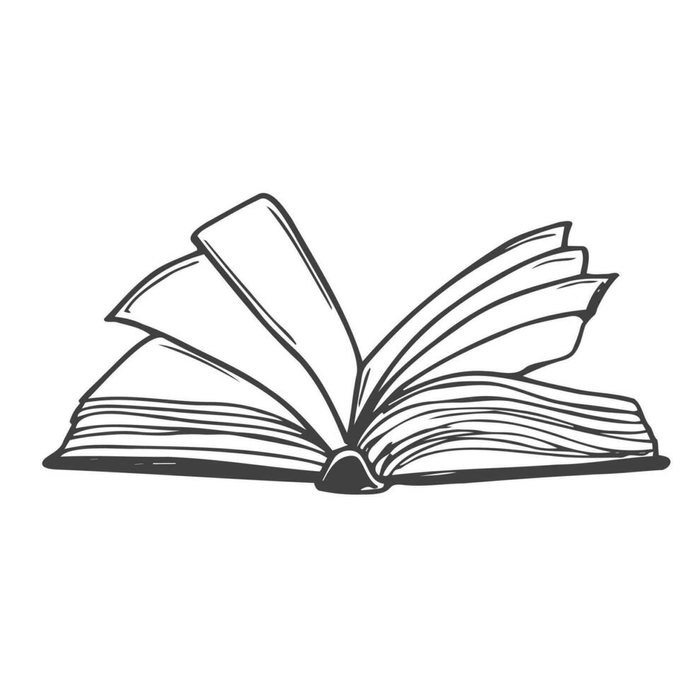 open book sketch in doodle style.line sketch of a book. book icon vector