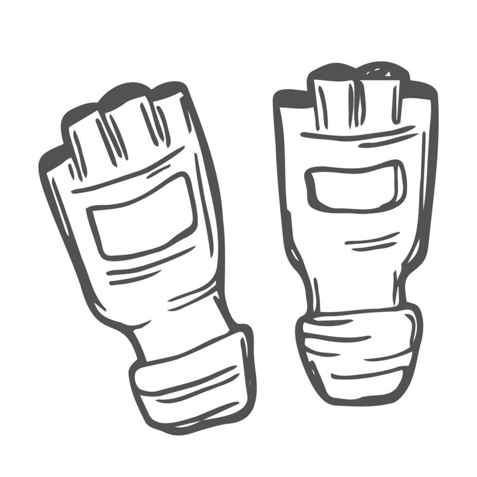 mma guantes ilustración para carteles, decoración y impresión. mano dibujado bosquejo de mma guante en negro aislado en blanco antecedentes. detallado Clásico grabando estilo dibujo. vector