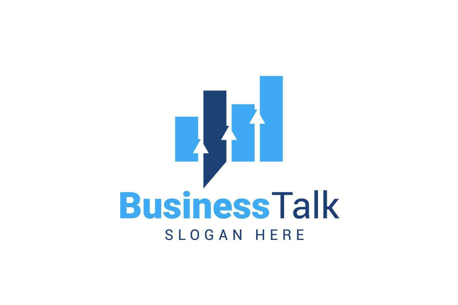 Business Talk And Discussion Logo Design Template Bar Chart And Arrow Business Talk And Discussion Logo Design Template Bar Chart And Arrow