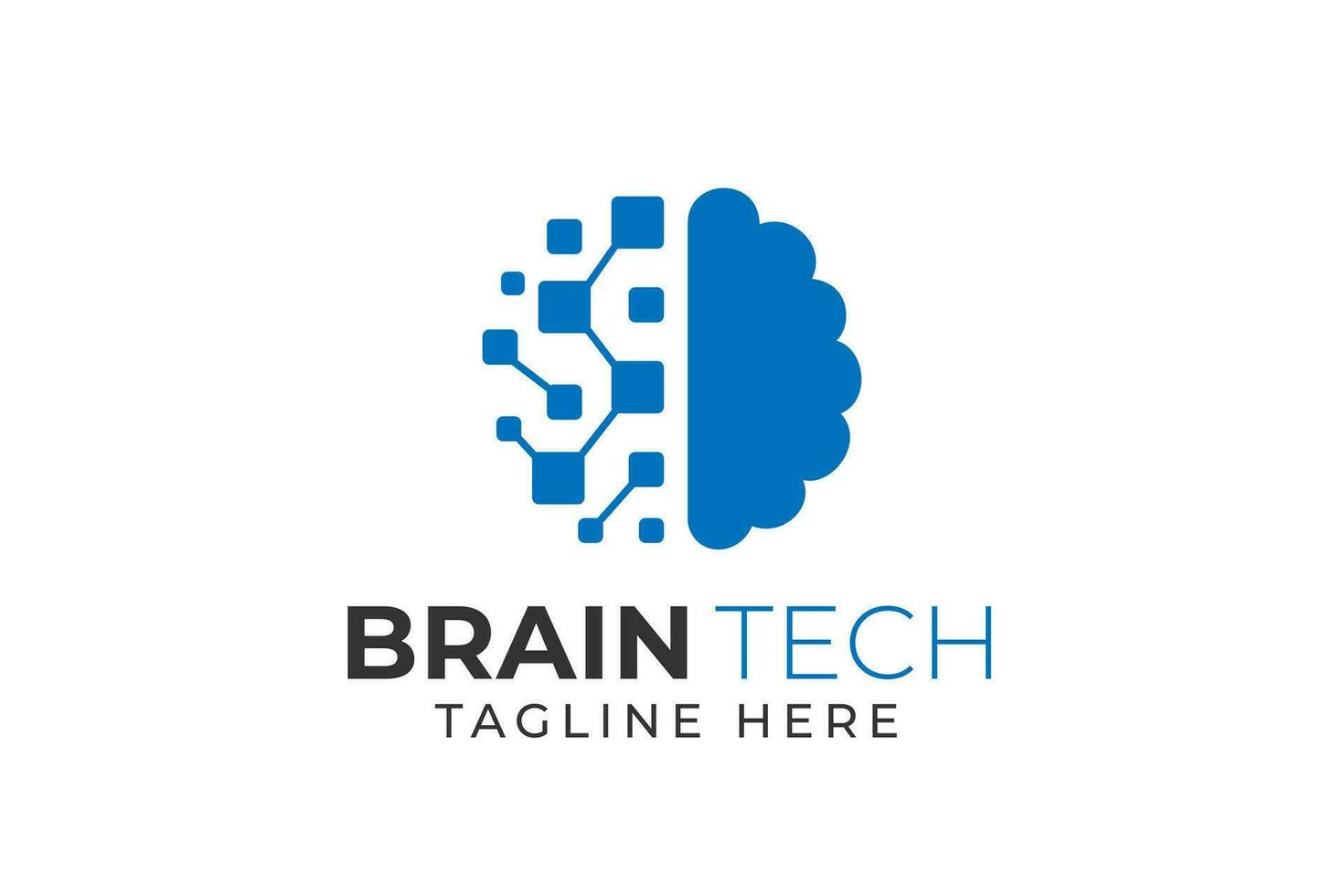 brain logo suitable for technology logo design. brain tech vector logo template. Artificial intelligence logo