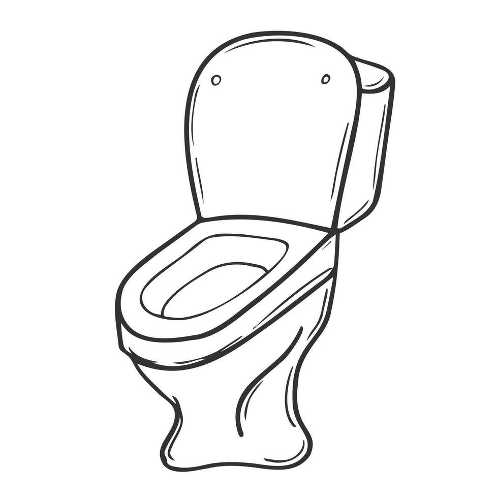 Toilet sketch cartoon drawing. Simple vector clip art illustration.