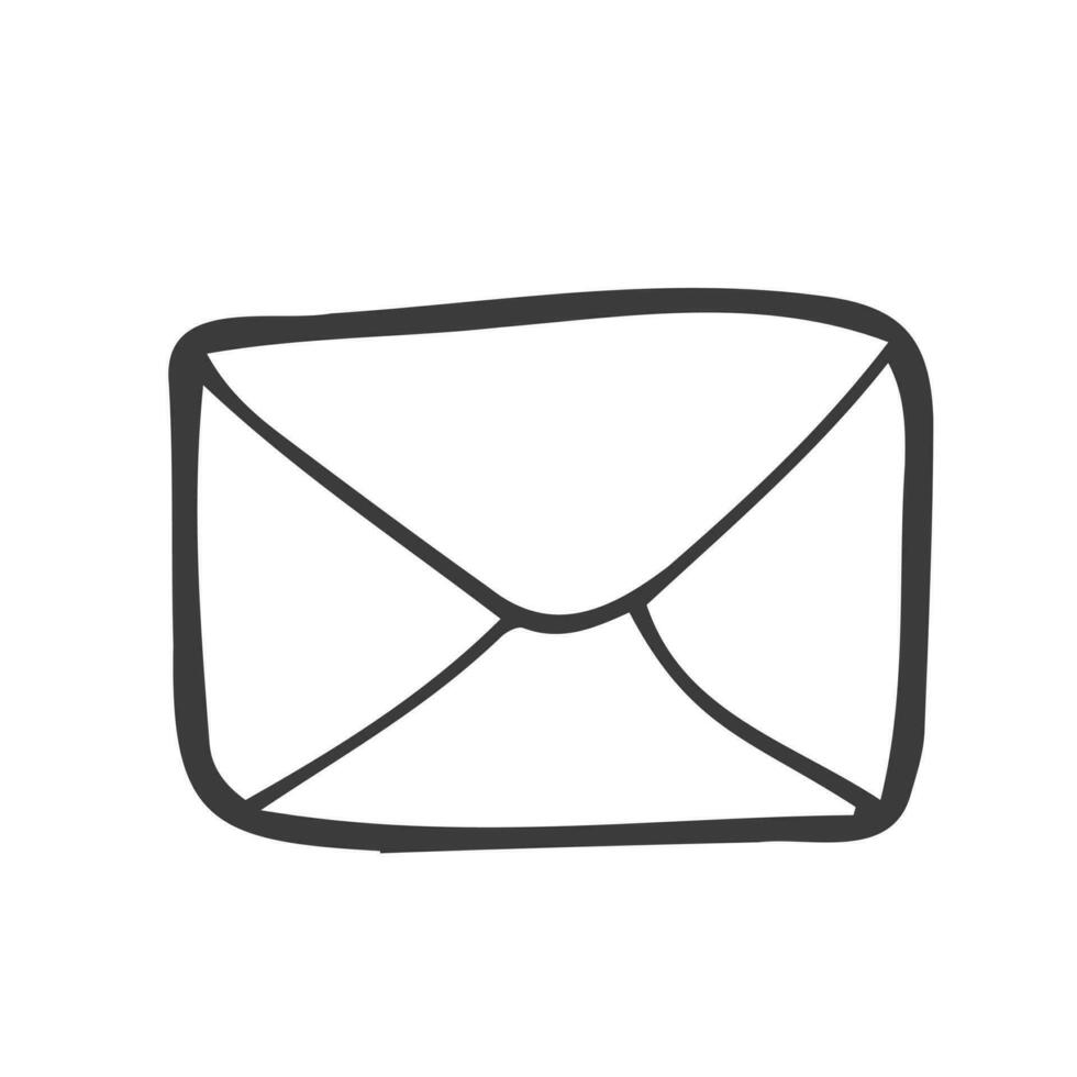 Vector illustration. Hand drawn doodle of closed envelope. Not read incoming message. Cartoon sketch. Decoration for greeting cards, posters, emblems