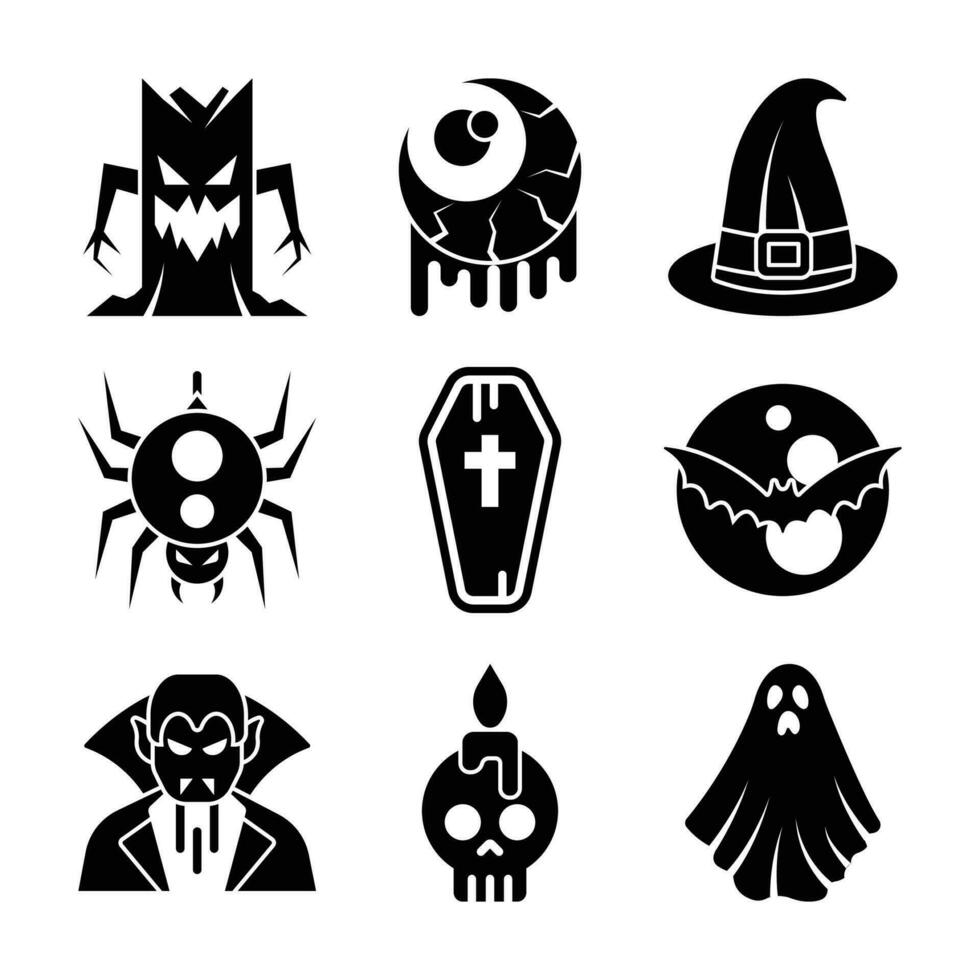 Halloween Glyph Vector Elements Set 32179004 Vector Art at Vecteezy
