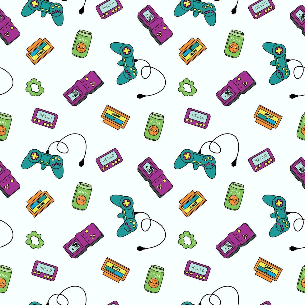 Seamless retro pattern. Nostalgia of the 90s. Design for fabric, textiles, wallpaper, packaging. vector