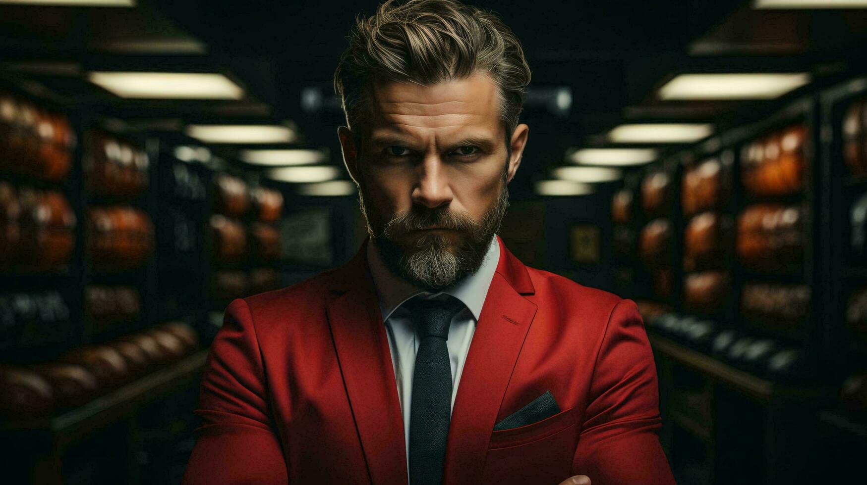 Male businessman in a classic red suit photo