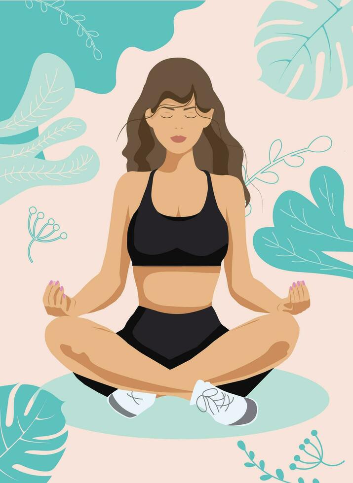 poster of a girl in the lotus position vector