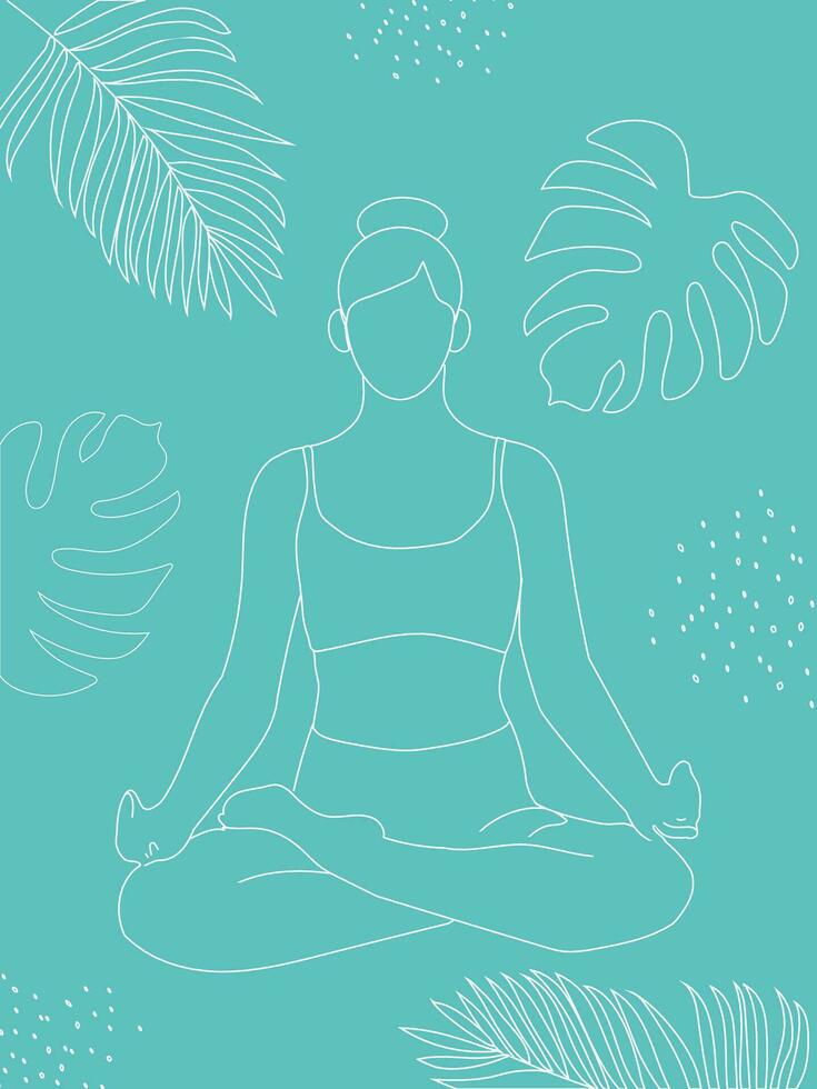 Illustration of a woman in a yoga pose. Asana. Line art in sketch style isolate on white background vector