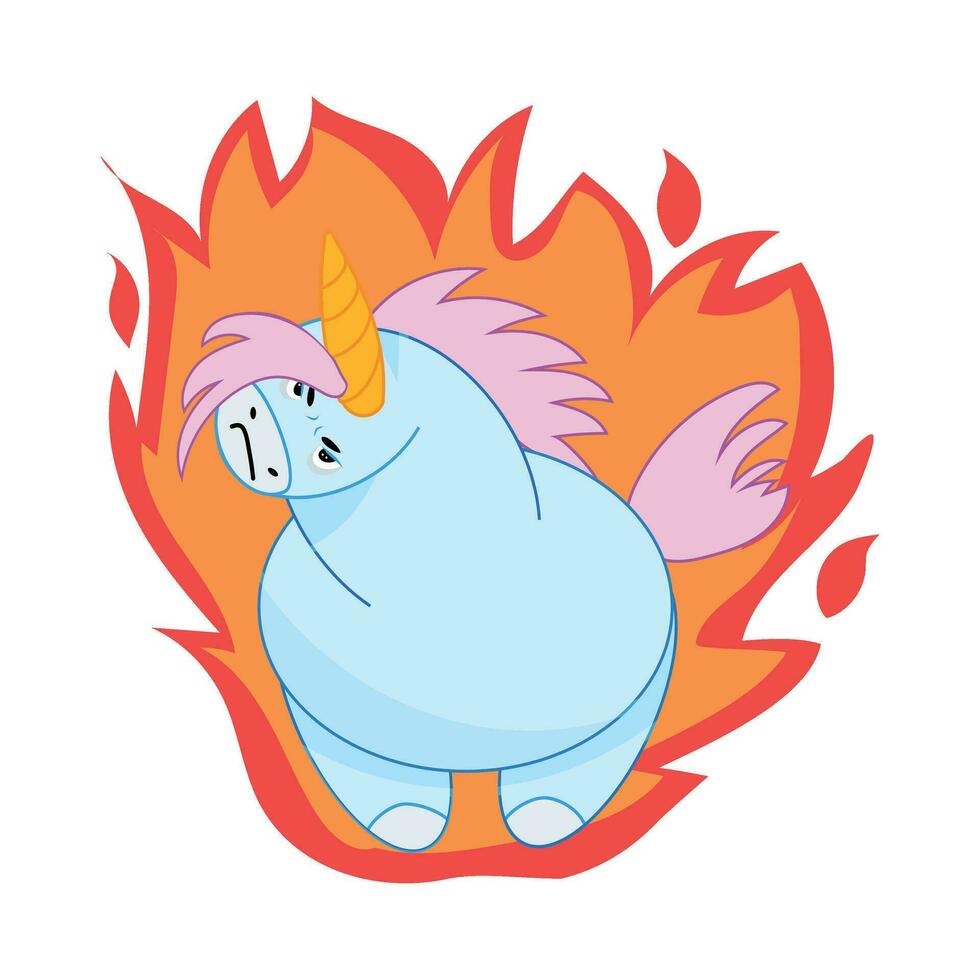 Sticker pack unicorn funny, unicorn angry vector