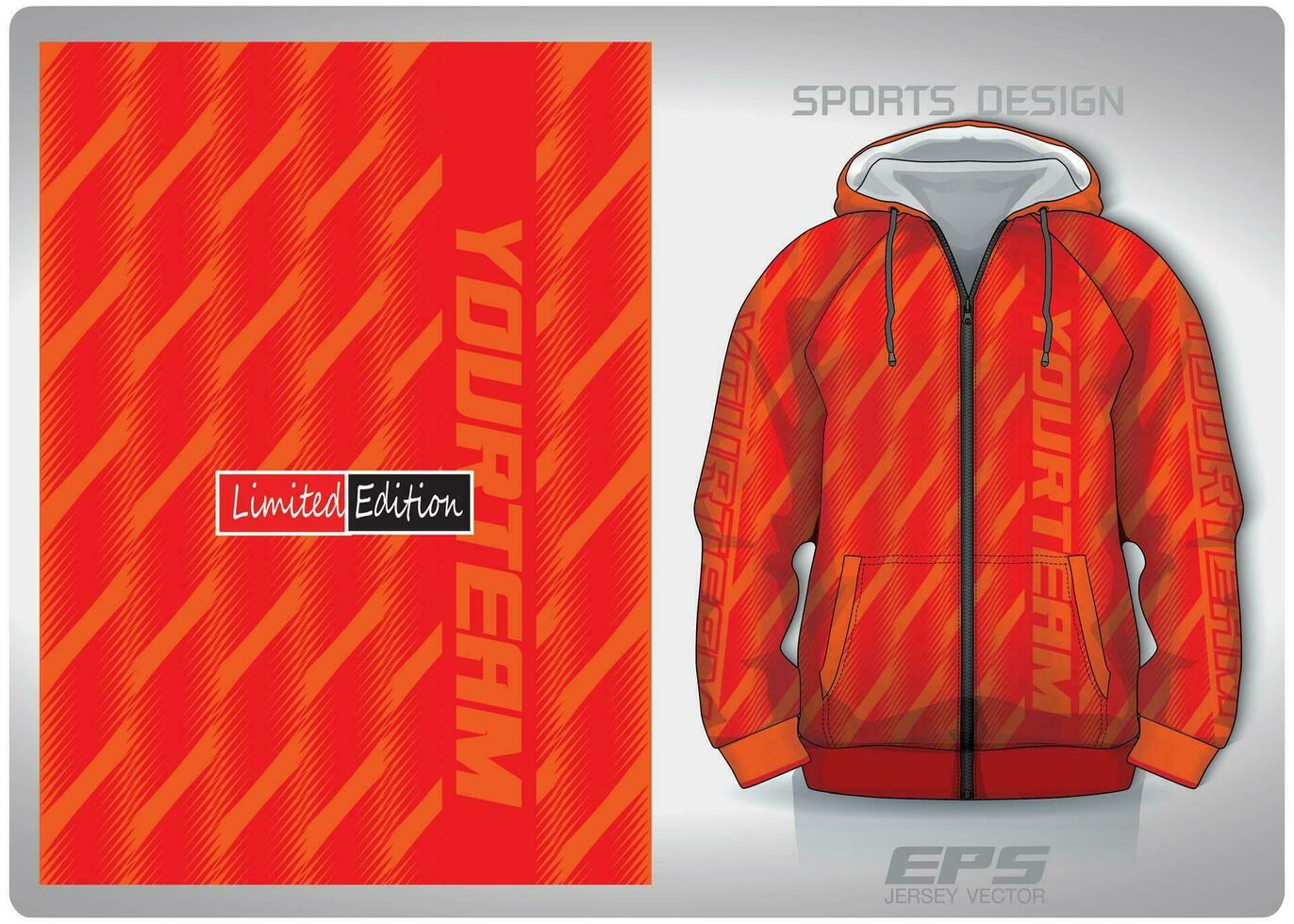 Vector sports shirt background image.Orange zigzag diagonal stripes pattern design, illustration, textile background for sports long sleeve hoodie, jersey hoodie