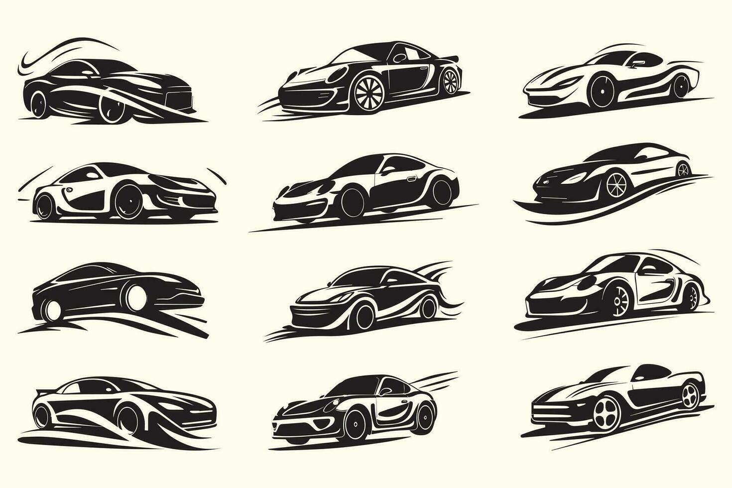 set of car silhouettes. black vector