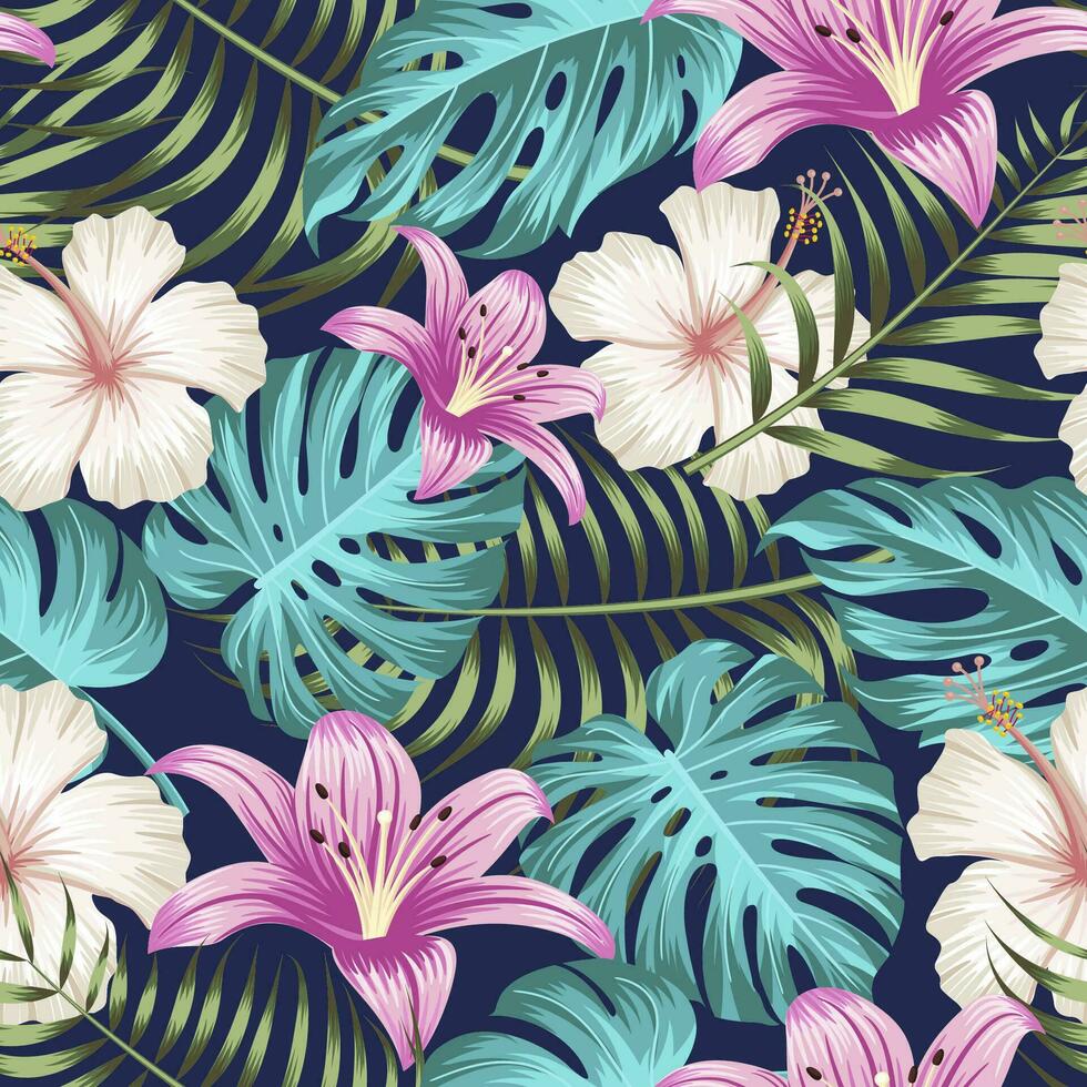 Floral seamless pattern with leaves. tropical background vector