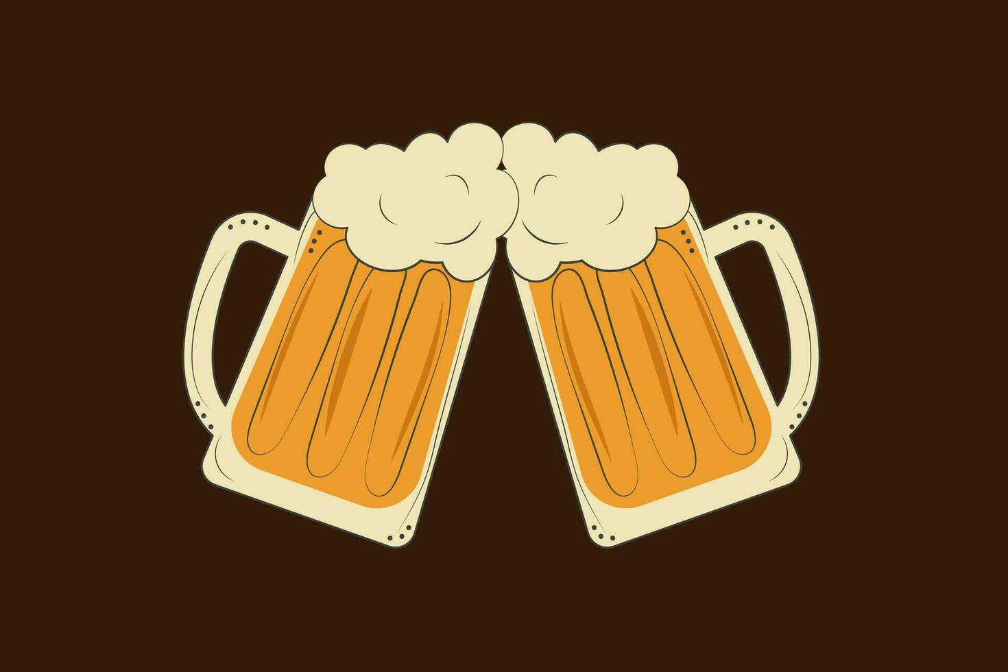 garabatear estilo dos vaso tostado tazas con cerveza, salud cerveza lentes. imprimir, plantilla, diseño elemento. vector