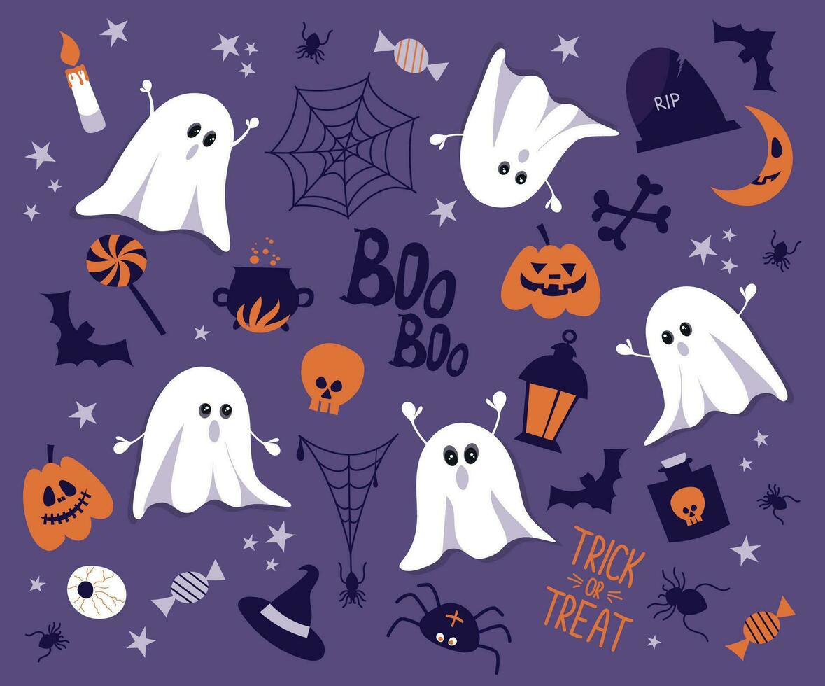 Halloween graphic elements vector hand drawn set