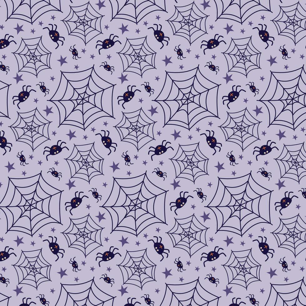 Pattern for Halloween with spiders and spider web vector