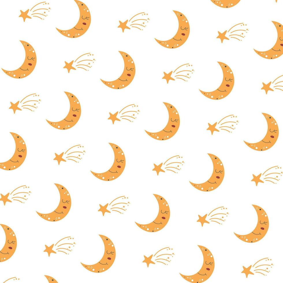 Cute sky nursery pattern with moon and stars 32180078 Vector Art at