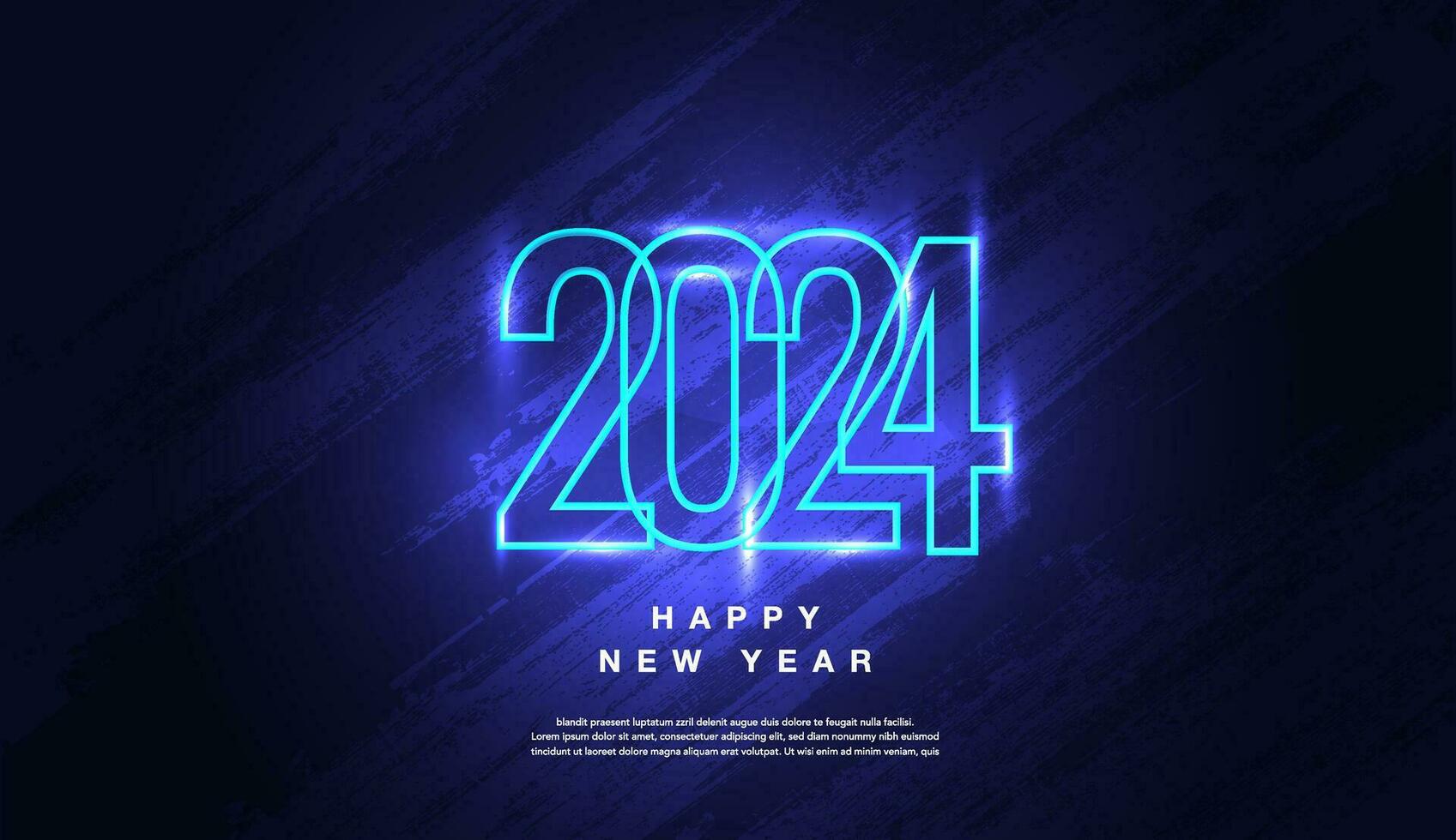 Happy New Year 2024, Blue Glowing Neon Light, texture background vector