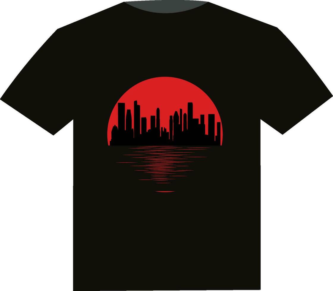 town t-shirt black vector